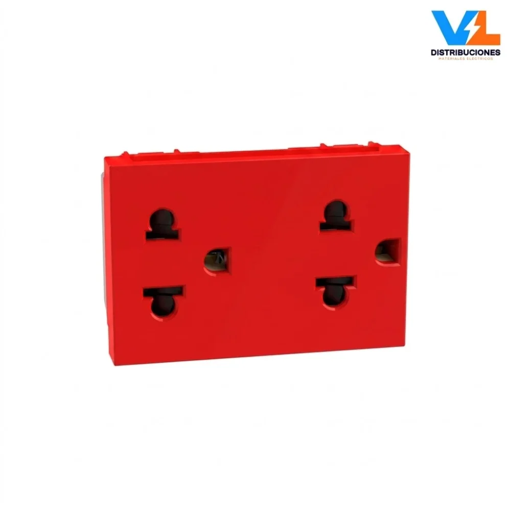 Toma Dúplex Universal C/T 15/16A Matix Go 3 Mod Rojo