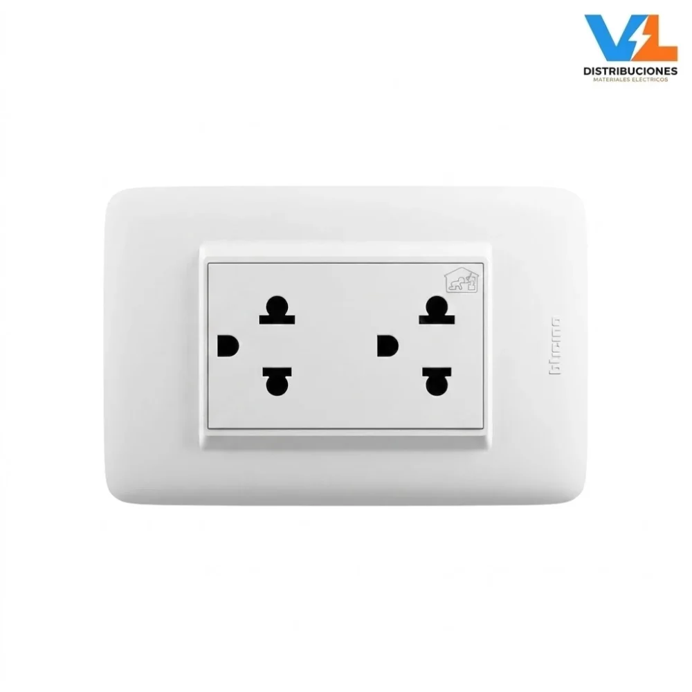 Tomacorriente Doble Universal C/T Blanco Dplus Bticino