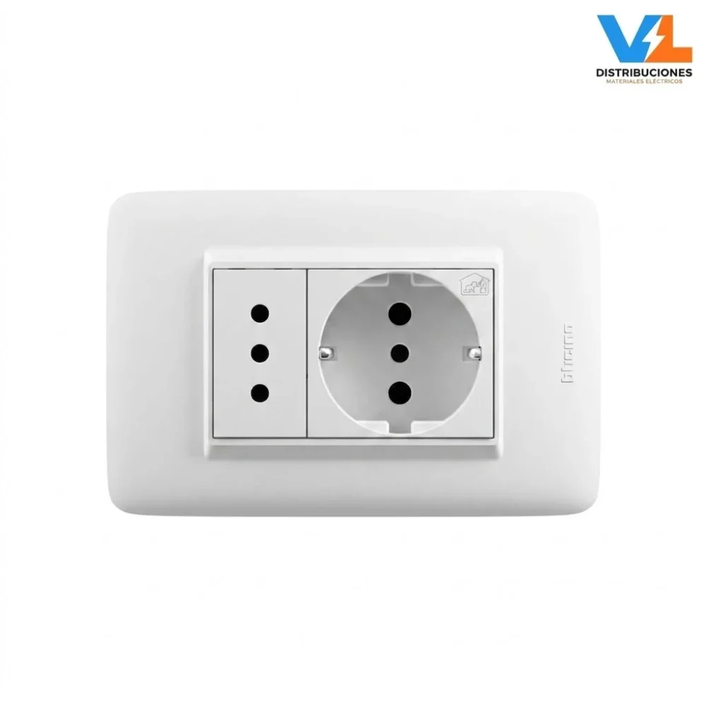 Tomacorriente Schuko + 3 Linea Blanco Dplus Bticino