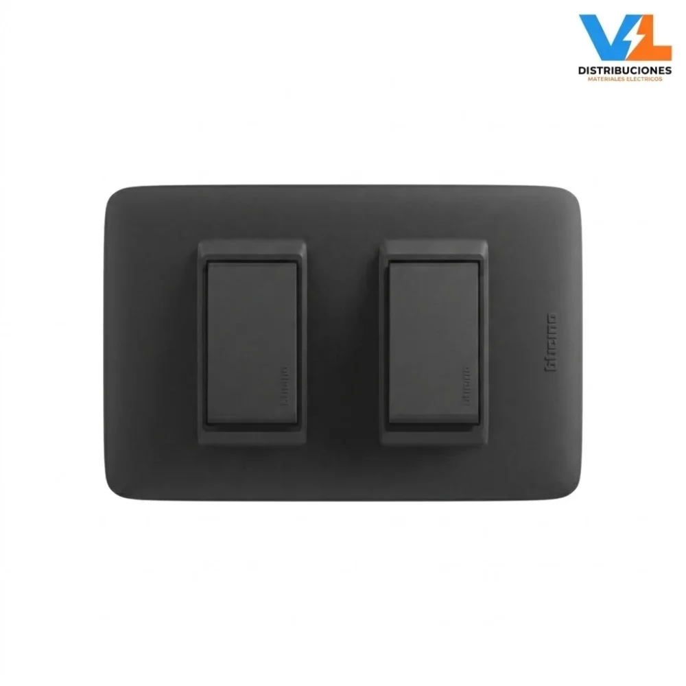 Interruptor 3 Vias Doble Bticino Dplus Negro 10A