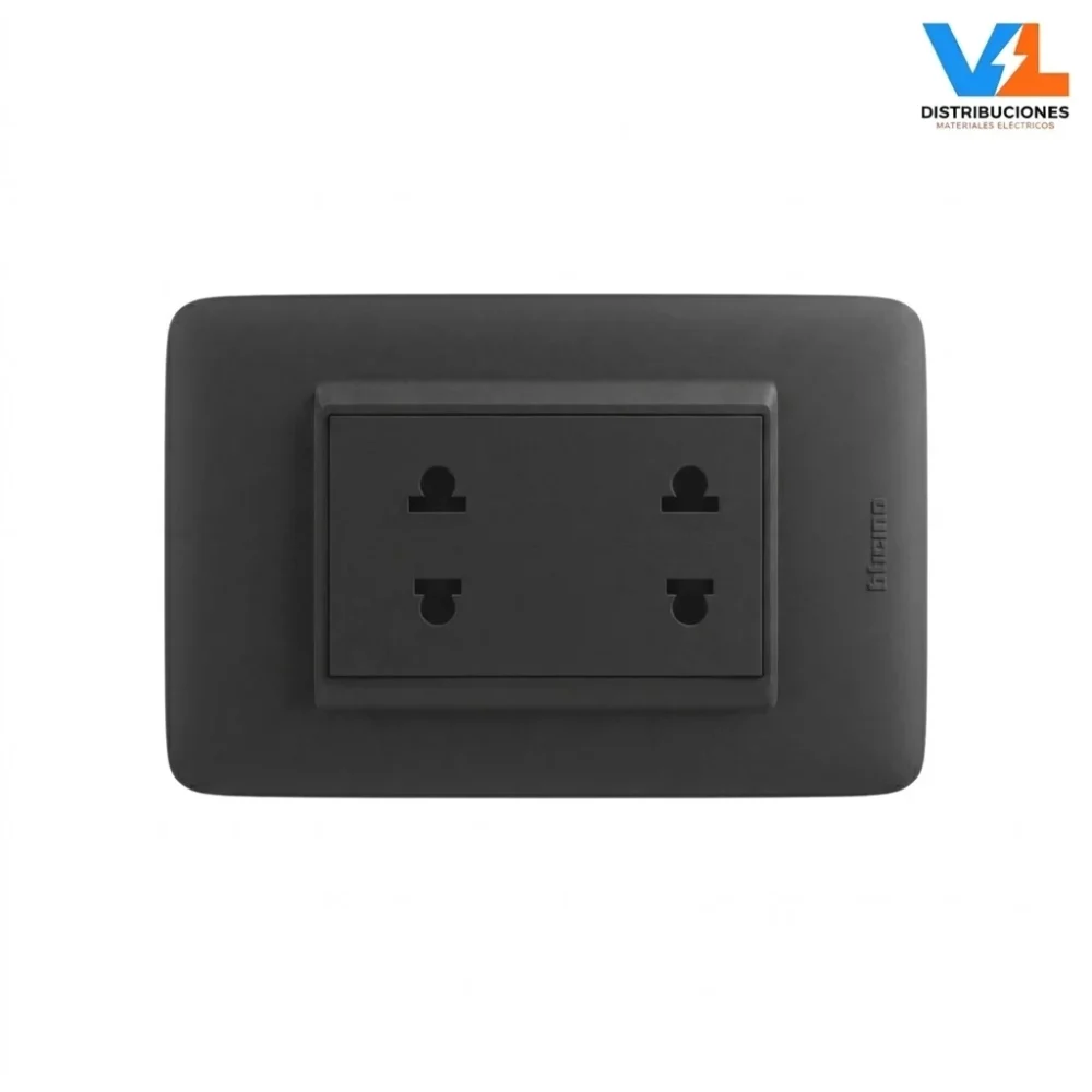 Tomacorriente Doble Universal Negro Dplus Bticino